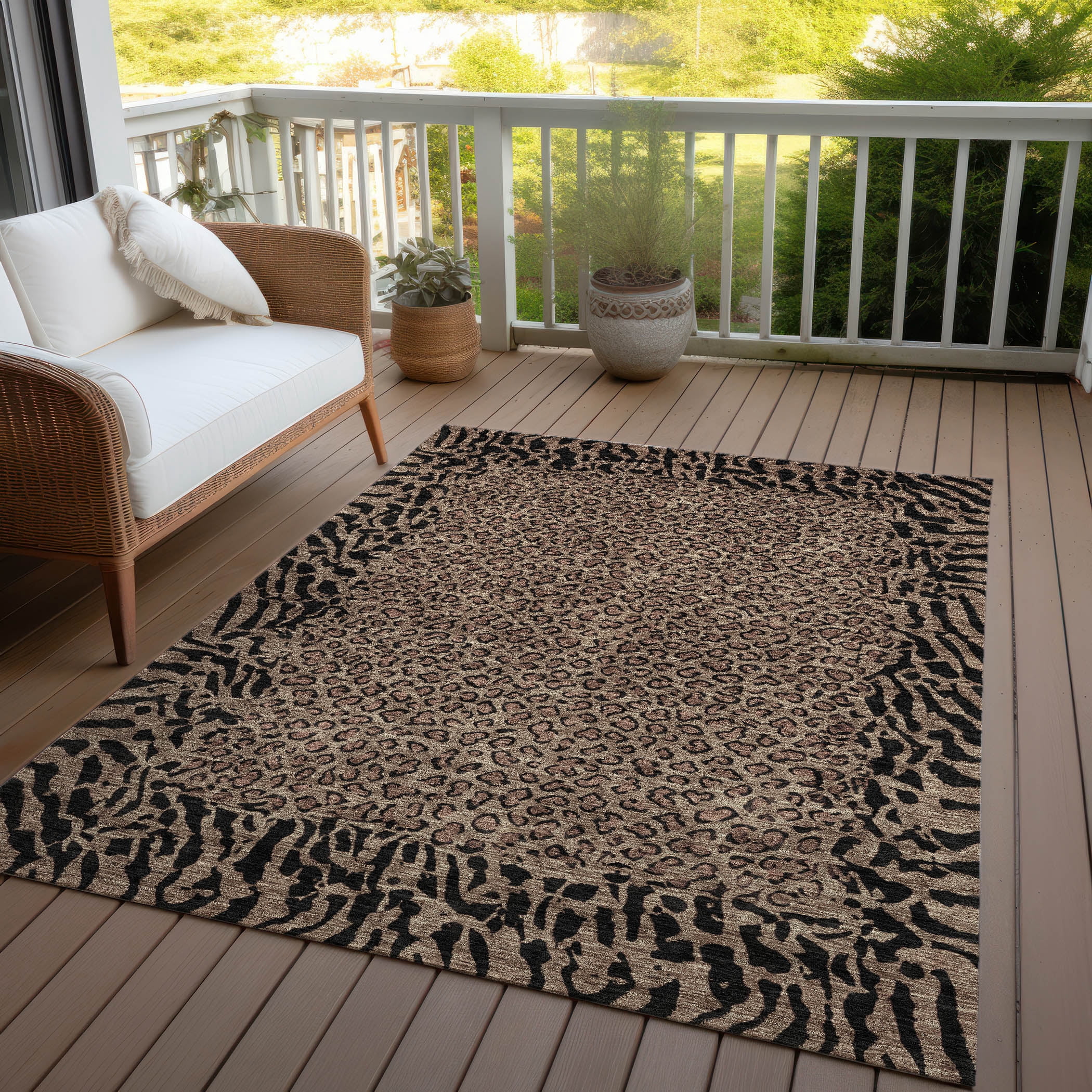 Addison Rugs Chantille Indoor/Outdoor Transitional Animal Skin Brown Washable Rectangle Rug, 10' x 14'