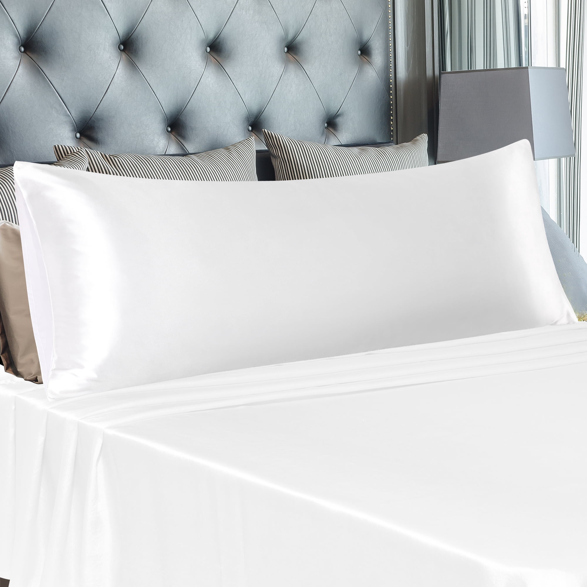 Unique Bargains 1 PC Satin Envelope Closure Body Pillowcases White 20"x72"