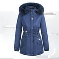 thumbnail image 4 of VEKDONE Womens Parka Coat Winter Thicken Puffer Jacket with Faux Fur Hood Long Sleeve Zip Up Detachable Hooded Jackets Thermal Outerwear with Pockets, 4 of 4