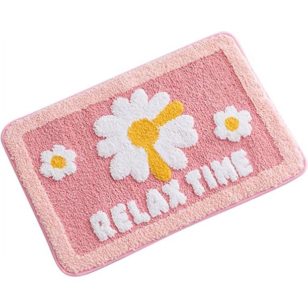 Bonitas alfombras de baño, felpudo de microfibra extra suave, antideslizante, lavable, absorbente de agua, juego de alfombras para ducha, inodoro, baño, felpudo de cocina interior, flor de margarita,