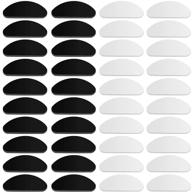 20 pares de almohadillas nasales de silicona antideslizantes de 1 mm (transparentes y negras) Almohadillas nasales adhesivas para anteojos Gafas de sol Gafas
