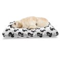 thumbnail image 1 of Cat Pet Bed, Silhouette of a Kitten Monochrome Feline Pattern House Pet Illustration Halloween, Chew Resistant Pad for Dogs and Cats Cushion with Removable Cover, 24" x 39", Black White, by Ambesonne, 1 of 4