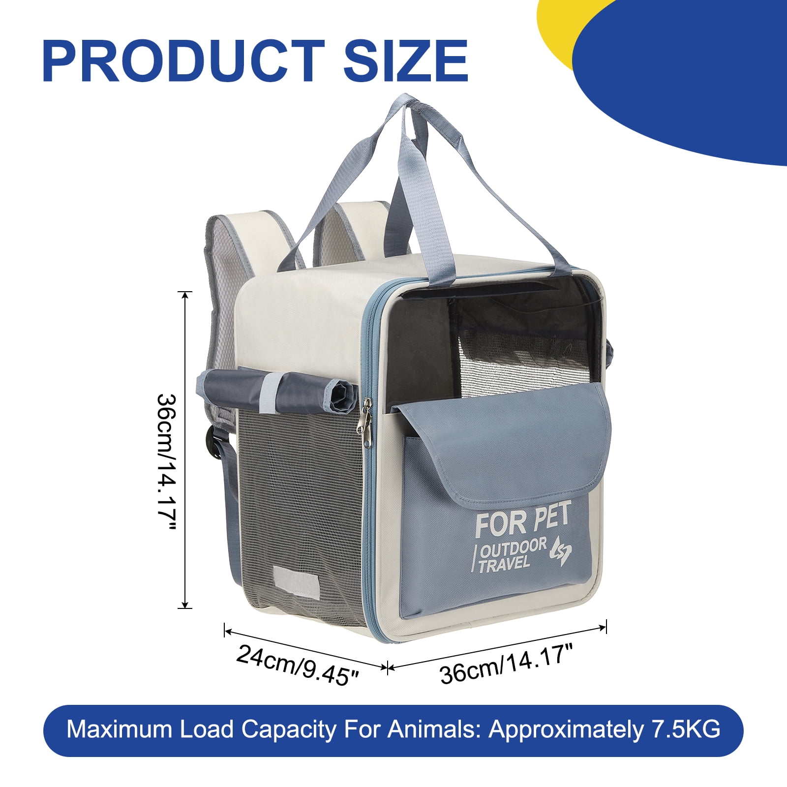 Uxcell Pet Backpack Carrier, Portable and Ventilated, Oxford Cloth, Dogs Cats and Small Animals Travel Bag 12.6", (Blue, 1 Pcs), Intended for Hiking / Camping / Traveling