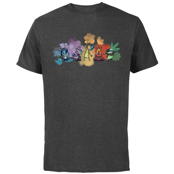Disney and Pixar’s Inside Out Emotions Watercolor Flowers - Short Sleeve Cotton T-Shirt for Adults - Customized-Charcoal