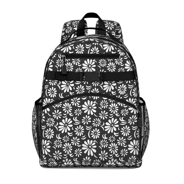 Retro Watercolor Daisy Backpack - Artistic School Bag with Multiple Pockets & Waterproof Fabric