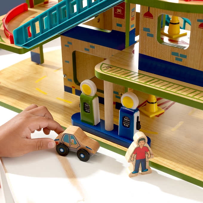 wash n go wooden car garage