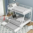 thumbnail image 2 of Hassch Twin Over Full Bed With Sturdy Steel Frame, Bunk Bed With Twin Size Trundle, Two-Side Ladders, White, 2 of 9