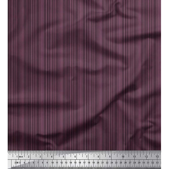 Soimoi Polyester Crepe Fabric Stripe Shirting Printed Fabric 1 Yard 42 Inch Wide