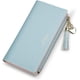 thumbnail image 1 of Carteras delgadas para mujer, cartera de cuero con cremallera, monedero para teléfono, tarjetero, organizador con borla (azul), 1 of 5