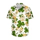 thumbnail image 4 of Camisas de playa hawaianas nuevas de verano para hombres y mujeres, camisa para parejas, camisa de manga corta con solapa estampada con trébol de cuatro hojas, camisas florales coloridas, 4 of 5