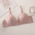 thumbnail image 2 of ManxiVoo Wireless Unlined Dot Print Bra Side Support Full Coverage Comfort Underwear for Women Plus Size M Size Pink, 2 of 7