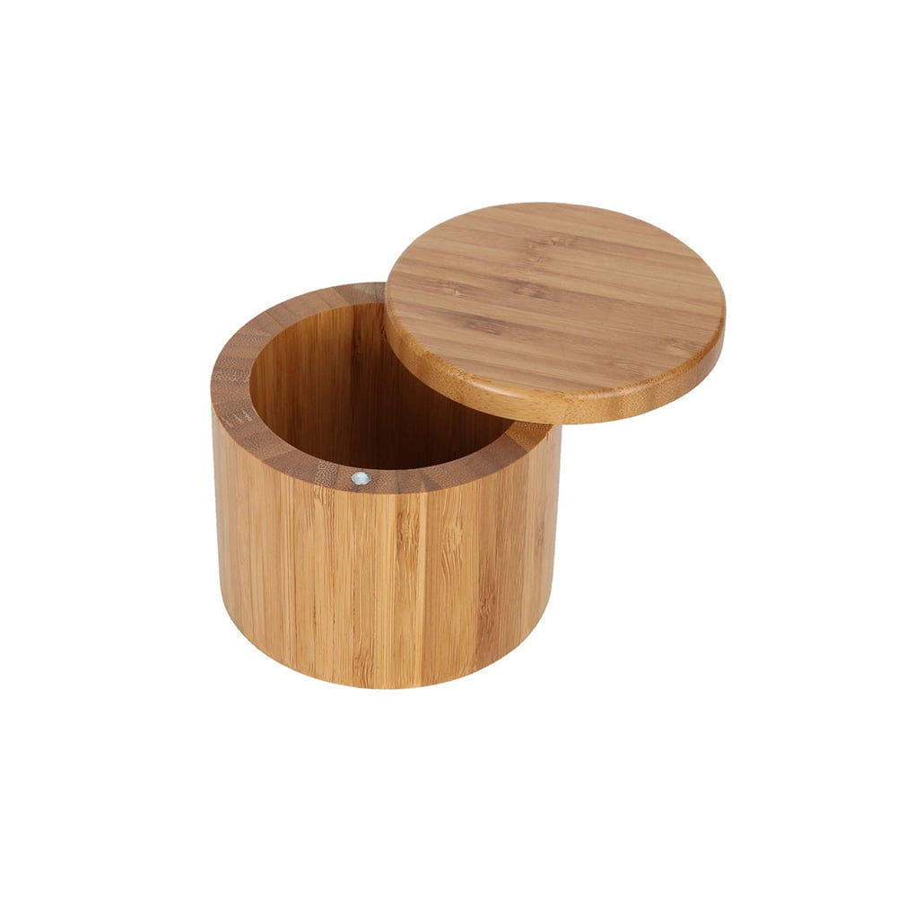 Bamboo Details about   Estilo Single Round Salt or Spice Box with Lid 