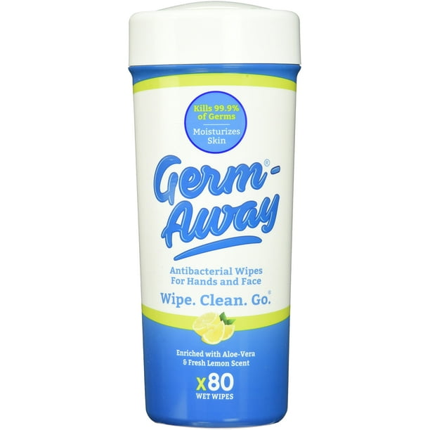 GermAway Antibacterial Wipes for Hands, 80ct Canister