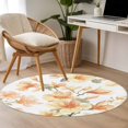thumbnail image 5 of Orange Magnolia Flower Round Area Rugs 3 ft, Watercolor Orange Floral Leaf Washable Small Area Rug with Non-Slip Sturdy Edge Binding Round Front Door Mat Floor Carpet for Entryway, 5 of 9