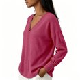 thumbnail image 3 of Uaswgudfs Women's Sweater Loose Fit Long Sleeve V Neck Scalloped Lace Trim Ribbed Knit Casual Pullover Top for Autumn Winter, 3 of 6