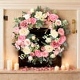 thumbnail image 6 of Japceit Spring Rose Wreath, Artificial Green Leaves and Flowers Wreath for Front Door, Decorative Wall Hanging for Indoor Outdoor Party and Garden Decor, 6 of 7