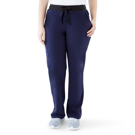 ave. Varick Women's Six Pocket Midrise Straight Leg Scrub Pant in Navy, L Tall