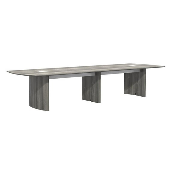 Pemberly Row Contemporary 14' Conference Table in Gray Steel