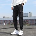 thumbnail image 4 of Pantalones de mono de Color sólido para hombre a la moda, pantalones de chándal informales sueltos, pantalones deportivos para hombre, 4 of 5