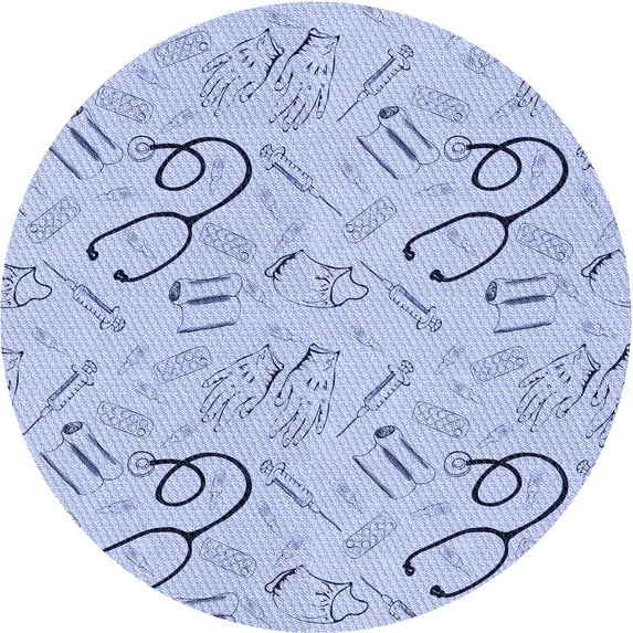 Ahgly Company Machine Washable Indoor Round Transitional Heavenly Blue Area Rugs, 7' Round