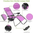 thumbnail image 3 of Pink, Set of 2 Zero Gravity Lounge Chair Recliners Steel Mesh Fabric Outdoor Folding Chair w/Footrest, Adjustable, Pillow and Tray, 3 of 15