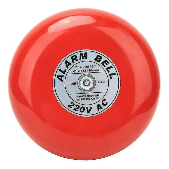 CB-6B 150mm 95dB Red Fire Alarm Bell for Industrial Building Elevator AC220V