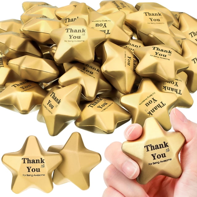 Stress Balls Deekin Star Foam, 4 cm, 36 unidades, color dorado Thank You
