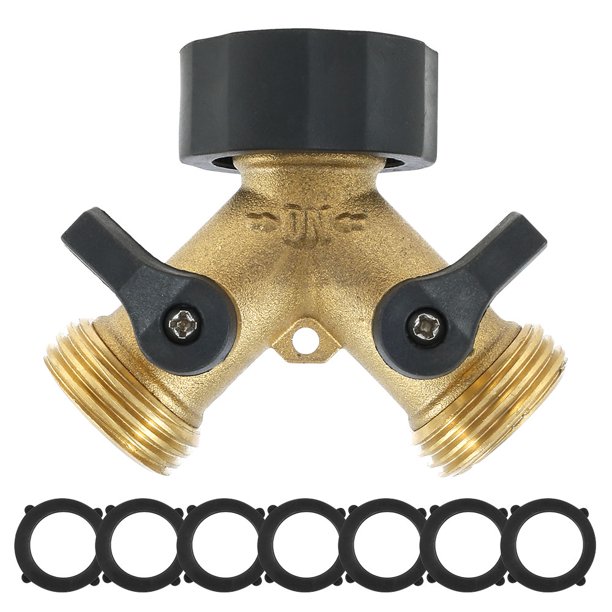 Hands DIY Hose Splitter Brass 2 Way Garden Hose Connector 3/4 Thread Y