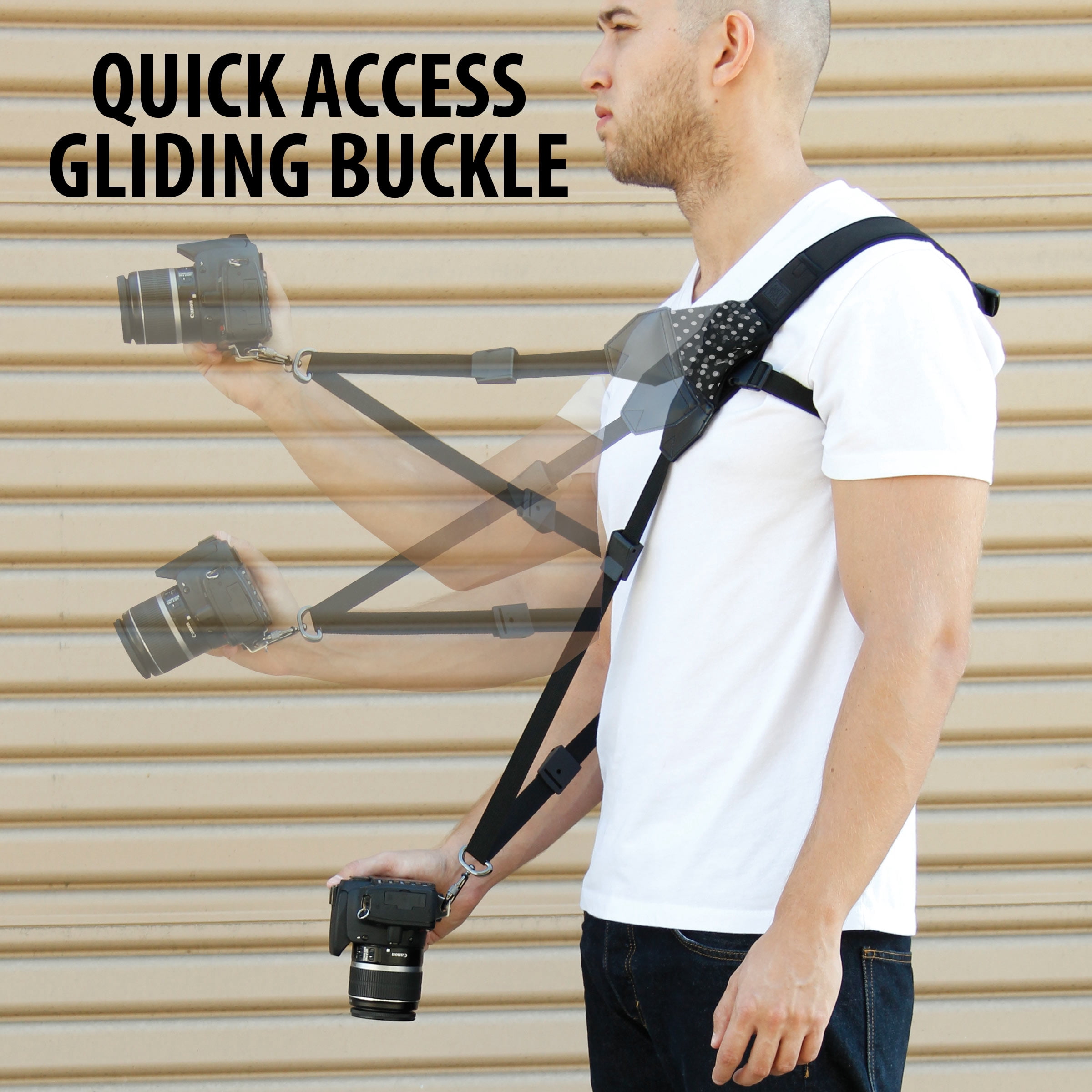 USA GEAR TrueSHOT Rapid Fire Camera Neck Strap Sling, Polka Dot