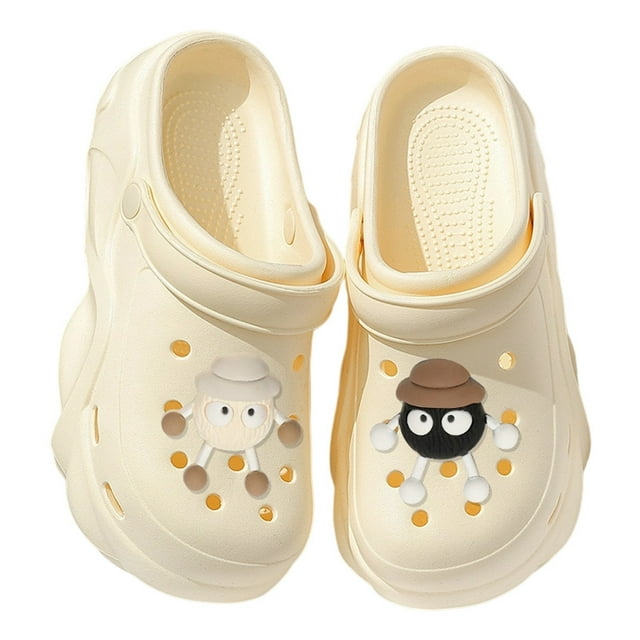 TIEVOSA Comfortable Union Thick Sole Clogs for Everyday Wear with Decorative Charms Design Breathable Lightweight Footwear for All Seasons