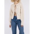 thumbnail image 2 of SUNSIOM Womens Fall Knit Bow Knot Cardigan Ribbed Tie Front Long Sleeve Loose Open Fron Sweater Coat, 2 of 9