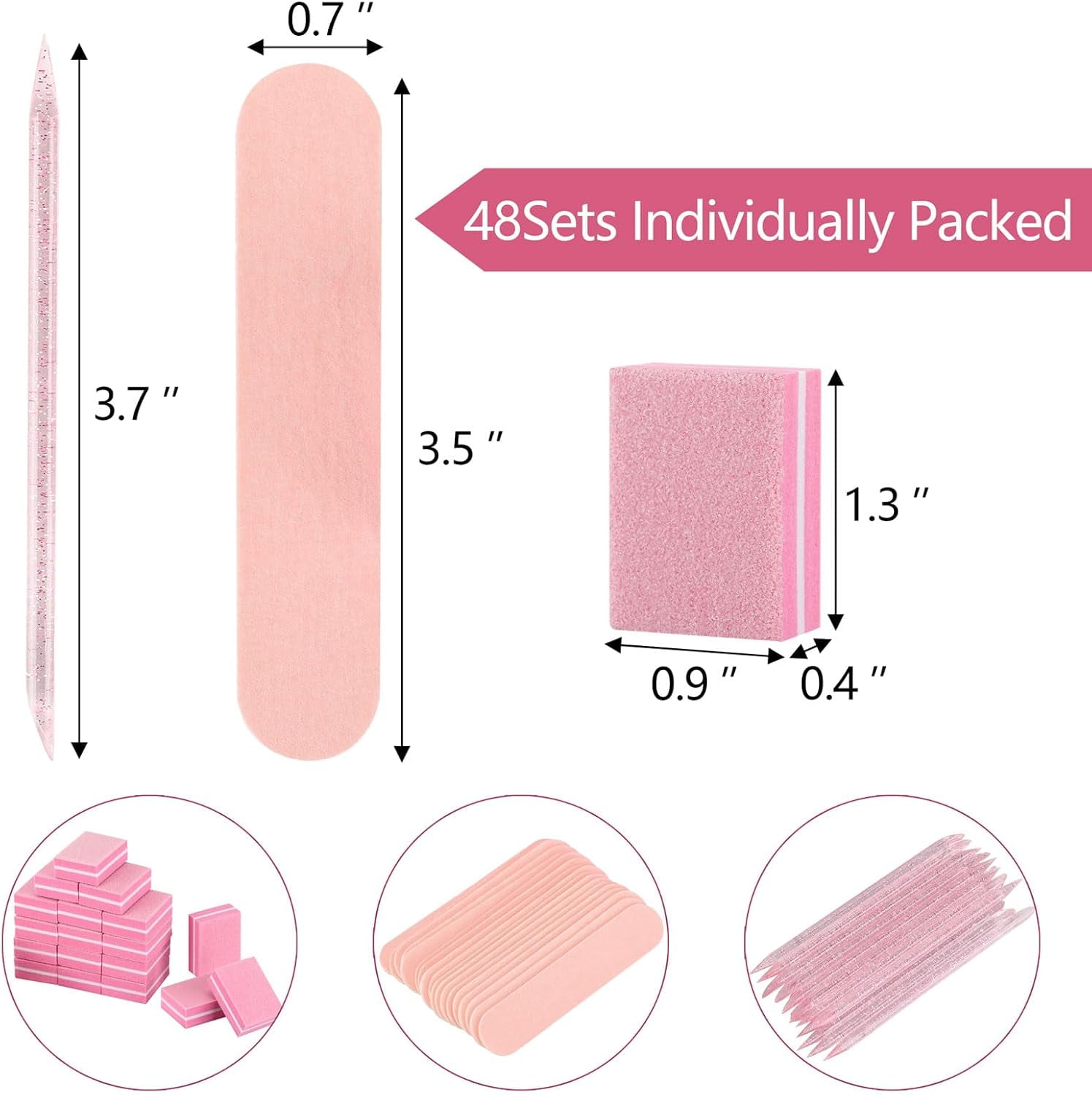 LZLINGMEI 48 Sets Disposable Manicure Kit, Individually Package Nail Kit,Manicure Set with Mini Nail File,Mini Nail Buffer,Nail Stick