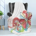 thumbnail image 4 of Colorful Soft Flannel Fleece Throw Blanket, Floral Haze Pattern with Heart Love Spring Influences Work of Art, Cozy Plush for Indoor and Outdoor Use, 50" x 60", Multicolor, by Ambesonne, 4 of 5