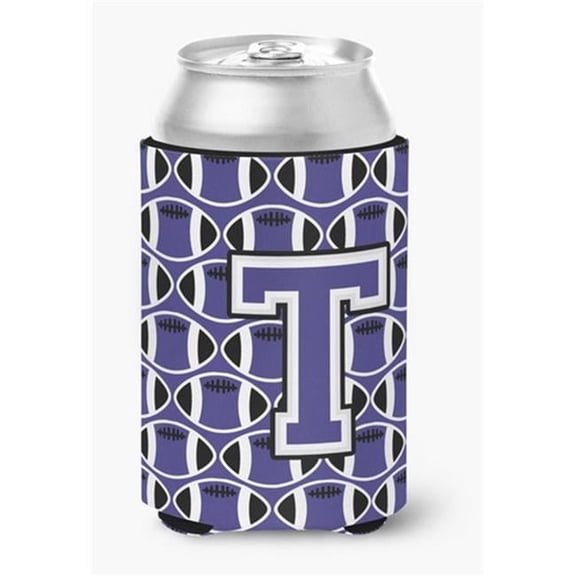 Letter N Football Purple & White Can or Bottle Hugger