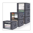 thumbnail image 1 of Big Storage Bags, 6 Pack Closet Organizers and Storage, Clothes Foldable Storage Bins with Reinforced Handles, 1 of 7