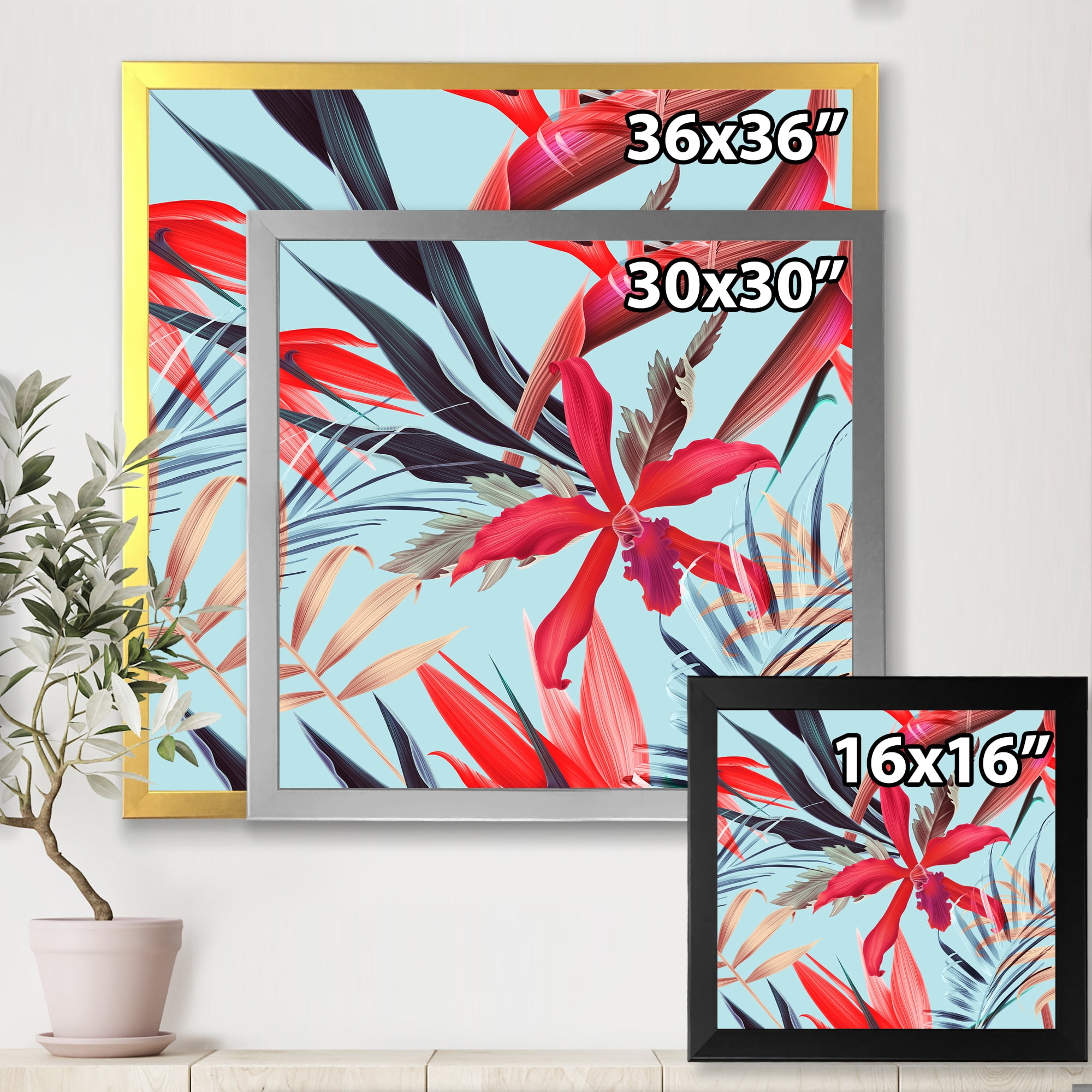Designart 'VIntage Tropical Flowers IV' Traditional Framed Art