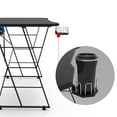 thumbnail image 4 of PC Gaming Desk, YOFE 47" Gaming Desk Table, Computer Desk with Cup Holder, Metal Frame Computer Game Station Desk, Home Office Desk for Men Women, Black, R7202, 4 of 11