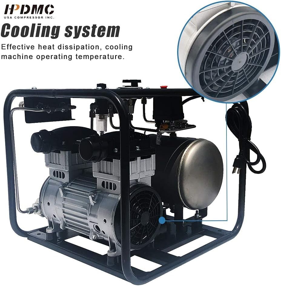 HPDMC SCU80E Hookah Dive System - 110V Oil-Free Electric Air Compressor with 50 FT Hose & Regulator for Snorkeling & Scuba