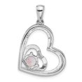 thumbnail image 2 of Auriga Fine Jewelry 925 Sterling Silver Pink Quartz Double Heart Pendant for Women (L- 30.5mm, W- 24.1mm), 2 of 6
