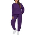 thumbnail image 2 of BLOCLOALO 2 Piece Lounge Set Long Sleeve Pullover Sweatshirts Fashionable Sports Casual Jacket Trousers Round Neck Suit Sweatpants and Sweatshirt Set Plus Size Workout Sets Casual Sets Purple 3Xl, 2 of 8