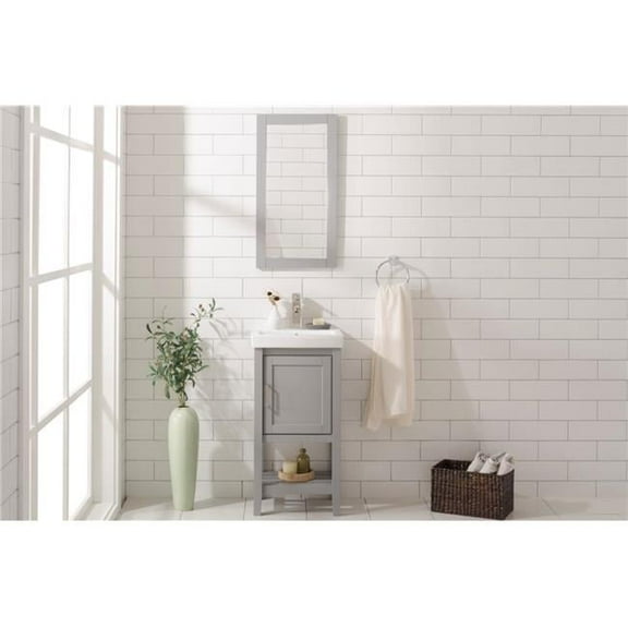 Legion Furniture WLF9018-G 18 in. Gray Sink Vanity, White Ceramic Top & White Ceramic Sink