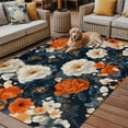 thumbnail image 2 of Fsddascl Navy Florals Outdoor Rug for Patio/Deck/Porch, Non-Slip Large Area Rug 5 x 8 Ft, White Pastoral Flowers Elegant Abstract Indoor Outdoor Rugs Washable Area Rugs, Camping Rug Carpet, 2 of 5