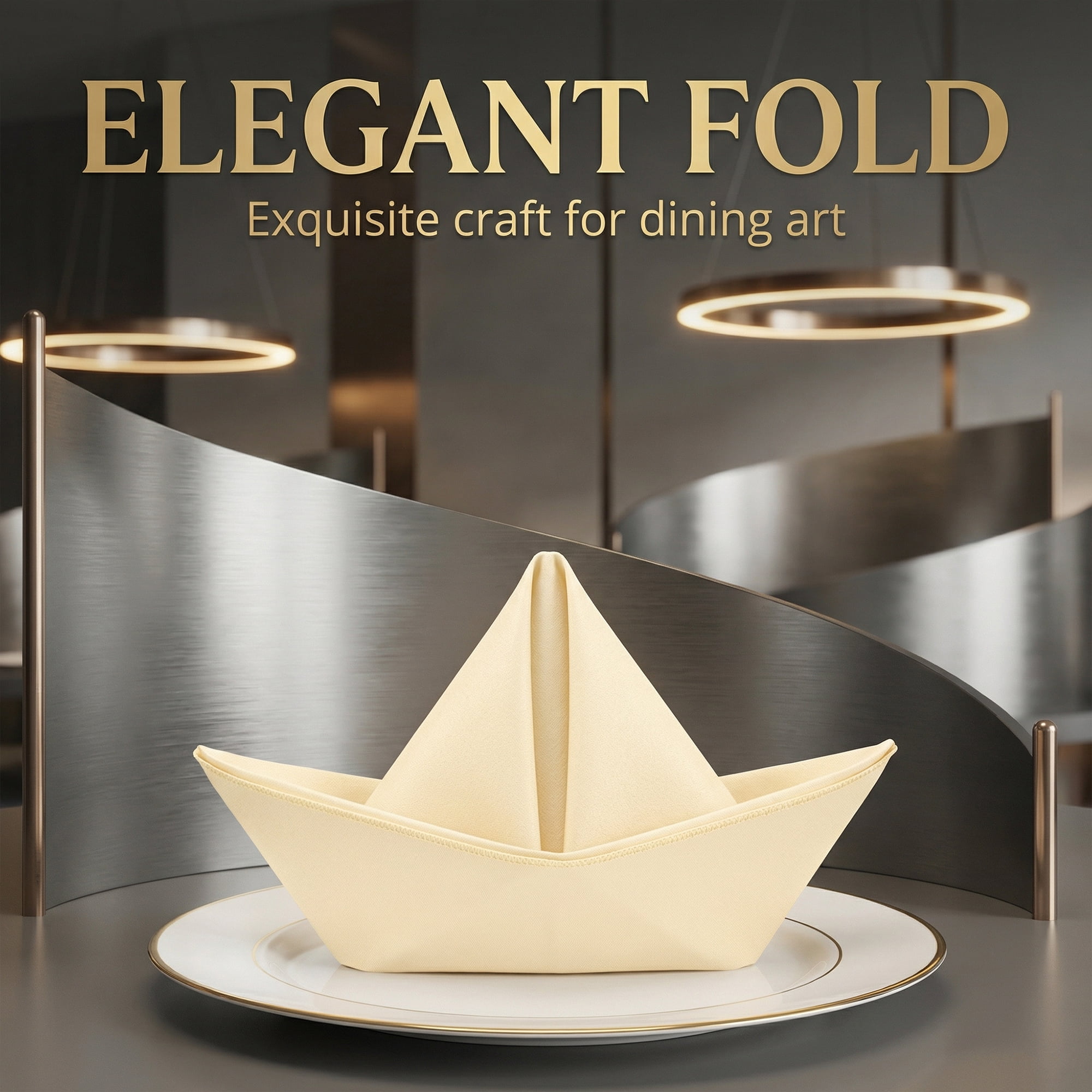 Unique Bargains 12Pcs Reusable Table Dinner Napkins Champagne 12x12inch