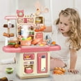 thumbnail image 2 of 14.2X11.8X5.3 Inches Pink Mini Kitchen Toy With Realistic Light Sound Spray Feature 32 Accessories For Toddlers Children Pink, 2 of 9