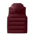 thumbnail image 2 of Men's Autumn&Winter Solid Color Sleeveless Zipper Hooded Vest Parkas, 2 of 2