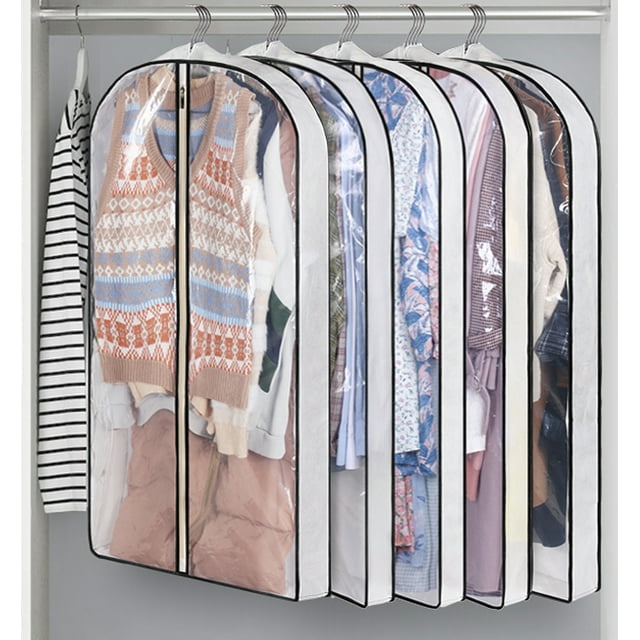 MISSLO 40" Gusseted Garment Bags for Closet Storage Travel Clear Suit