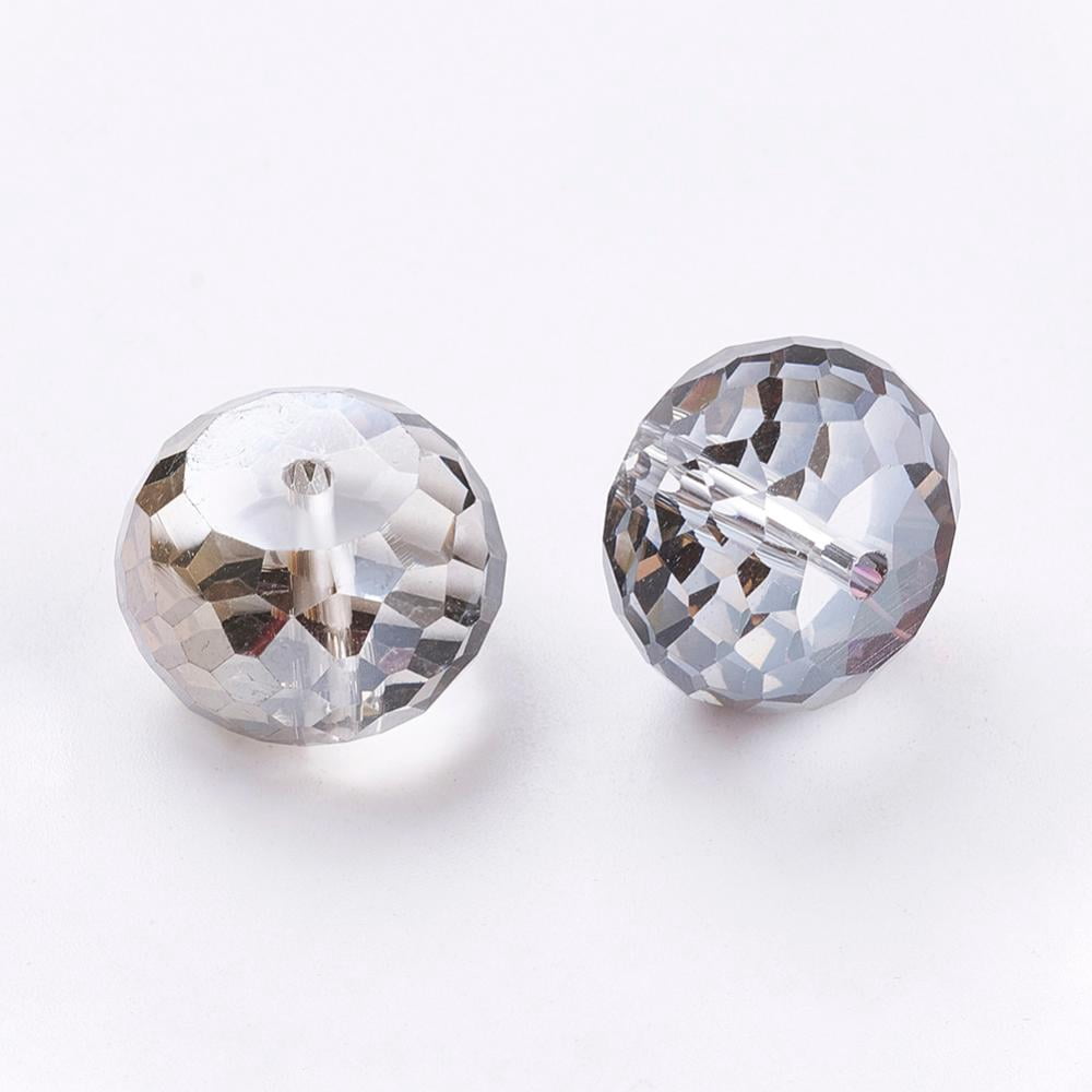 Electorplated Glass Beads Rainbow Plated Faceted Rondelle Mixed Color 16x10mm