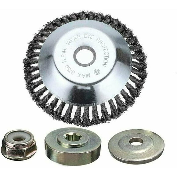 Rotary Weed Brush for Straight Shaft Trimmer, Durable Steel Wire Wheel Brush Disc, Universal Fit for Lawn Mowers and Rust Removal Tools (Efficient Moss Grass Removal)