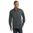 thumbnail image 1 of Camisa de sarga con mangas enrolladas resistente a las manchas de Port Authority®. S649 Gris acero L Autoridad Portuaria S649, 1 of 1