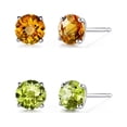 thumbnail image 2 of 18k White Gold 1/2 Ct Round Lab-Grown Citrine and Peridot Stud Earrings Plated by Paris Jewelry, 2 of 4